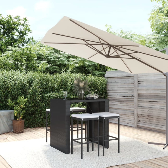 -Delige Tuinbarset Met Kussens Poly Rattan 5 Zwart