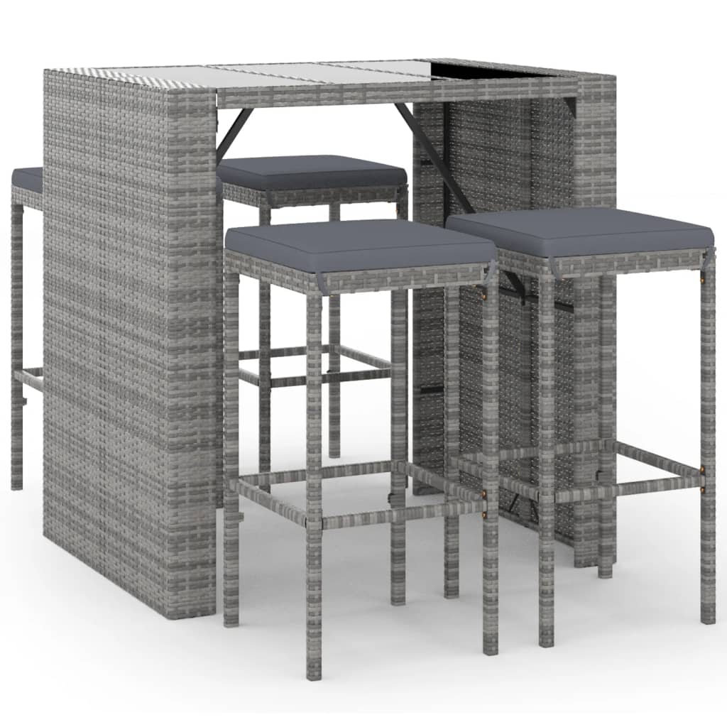 5-Delige Tuinbarset Met Kussens Poly Rattan 4