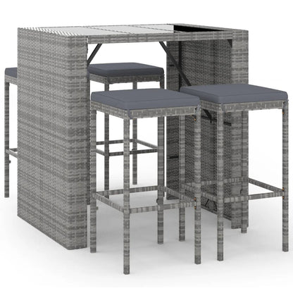 5-Delige Tuinbarset Met Kussens Poly Rattan 4