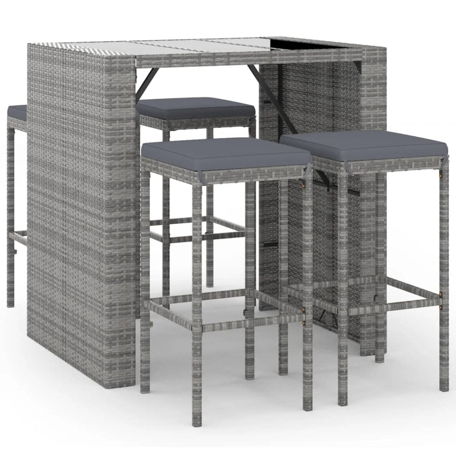 5-Delige Tuinbarset Met Kussens Poly Rattan 4