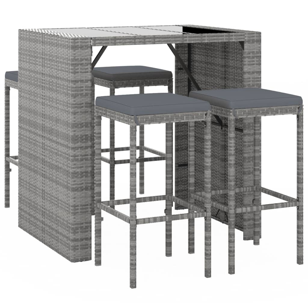 5-Delige Tuinbarset Met Kussens Poly Rattan 4