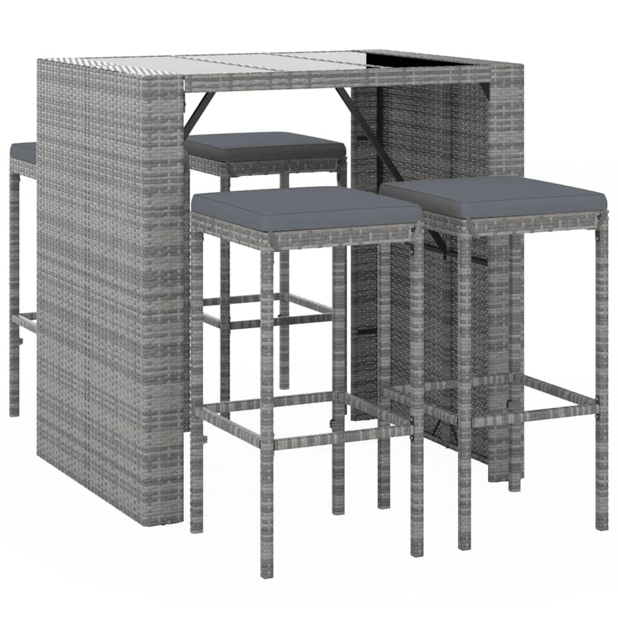5-Delige Tuinbarset Met Kussens Poly Rattan 4
