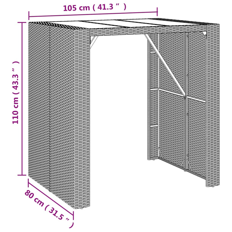 5-Delige Tuinbarset Met Kussens Poly Rattan 4