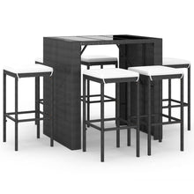 -Delige Tuinbarset Met Kussens Poly Rattan 7 Zwart