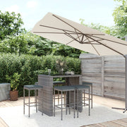Tuinbarset 7-delig poly rattan grijs