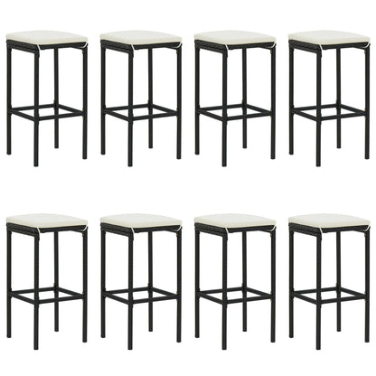 -Delige Tuinbarset Met Kussens Poly Rattan 9 Zwart