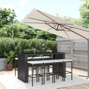 9-piece Garden Bar Set with Cushions Poly Rattan Black