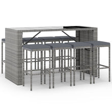 -Delige Tuinbarset Met Kussens Poly Rattan 9 Grijs