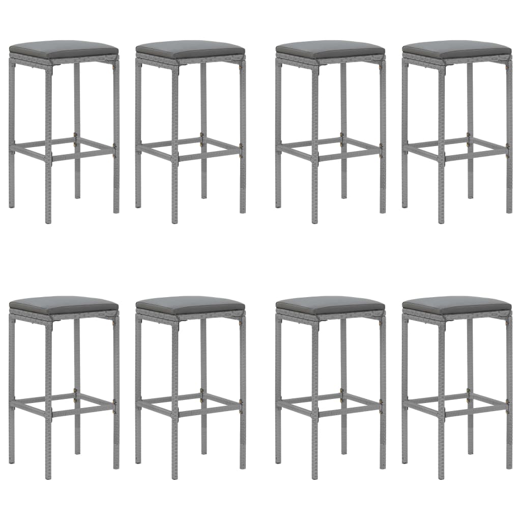 -Delige Tuinbarset Met Kussens Poly Rattan 9 Grijs