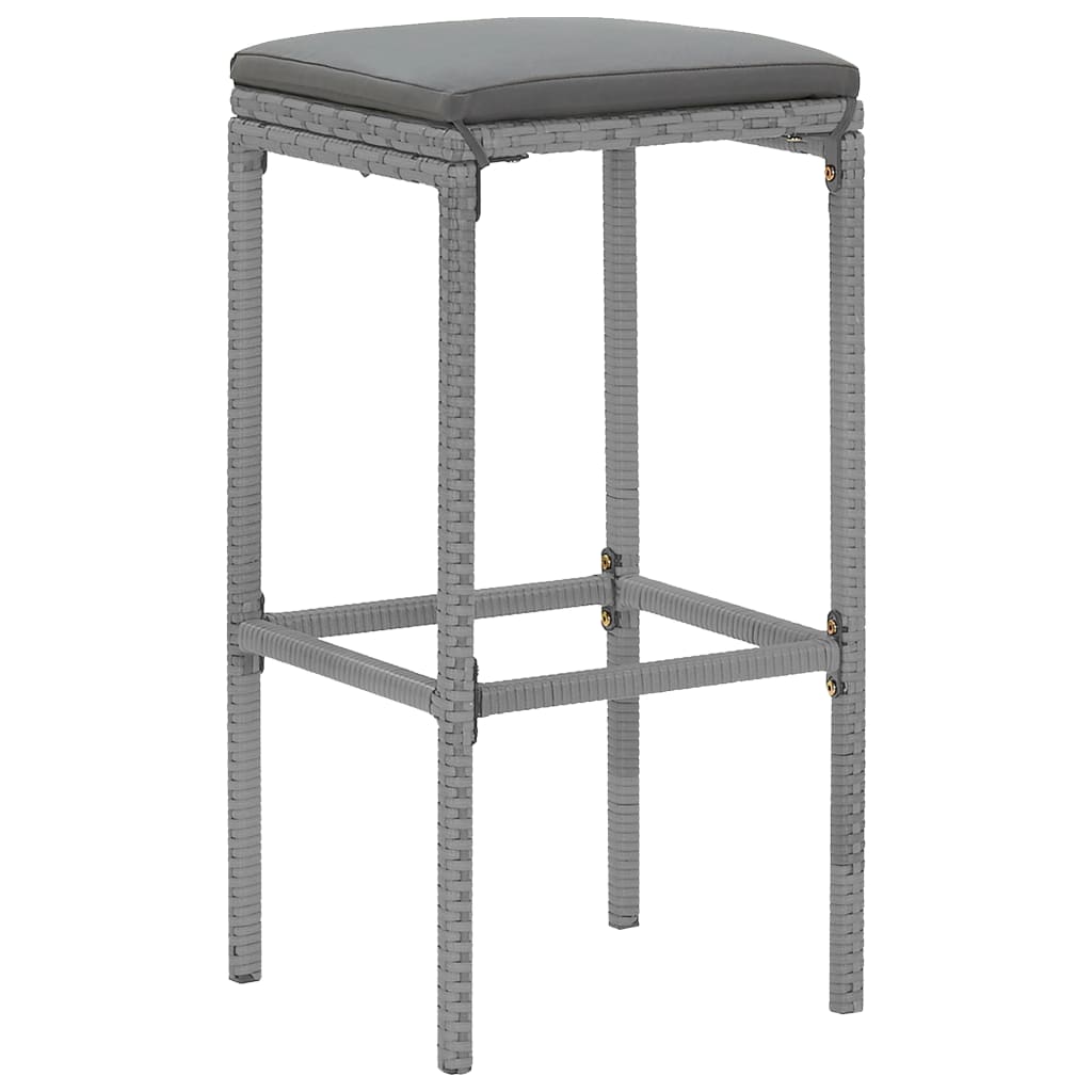 -Delige Tuinbarset Met Kussens Poly Rattan 9 Grijs