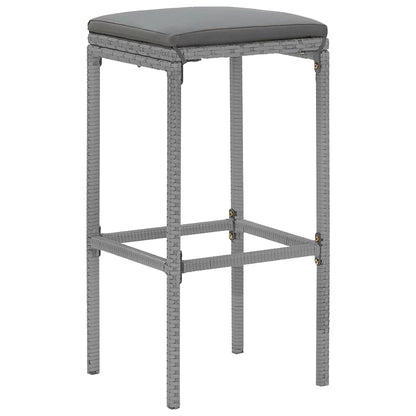 -Delige Tuinbarset Met Kussens Poly Rattan 9 Grijs