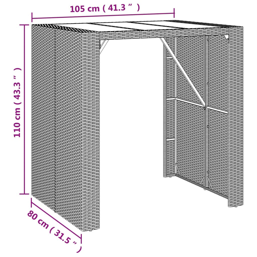 5-delige Tuinbarset met kussens poly rattan zwart