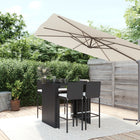 Tuinbarset 5-delig poly rattan zwart met kussens