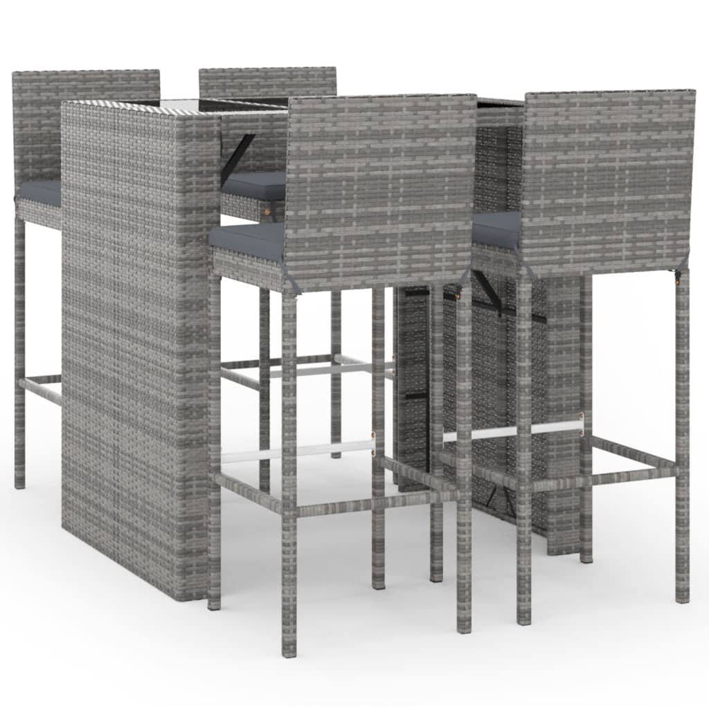 5-Delige Tuinbarset Met Kussens Poly Rattan 4
