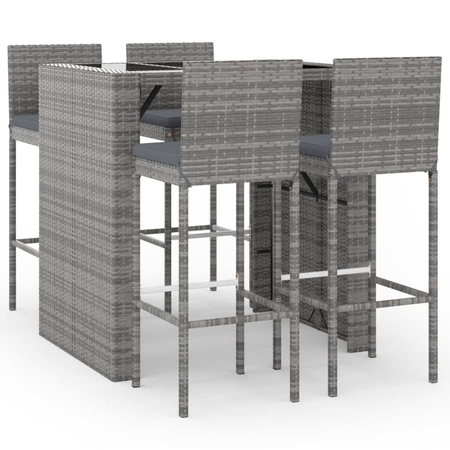 5-Delige Tuinbarset Met Kussens Poly Rattan 4
