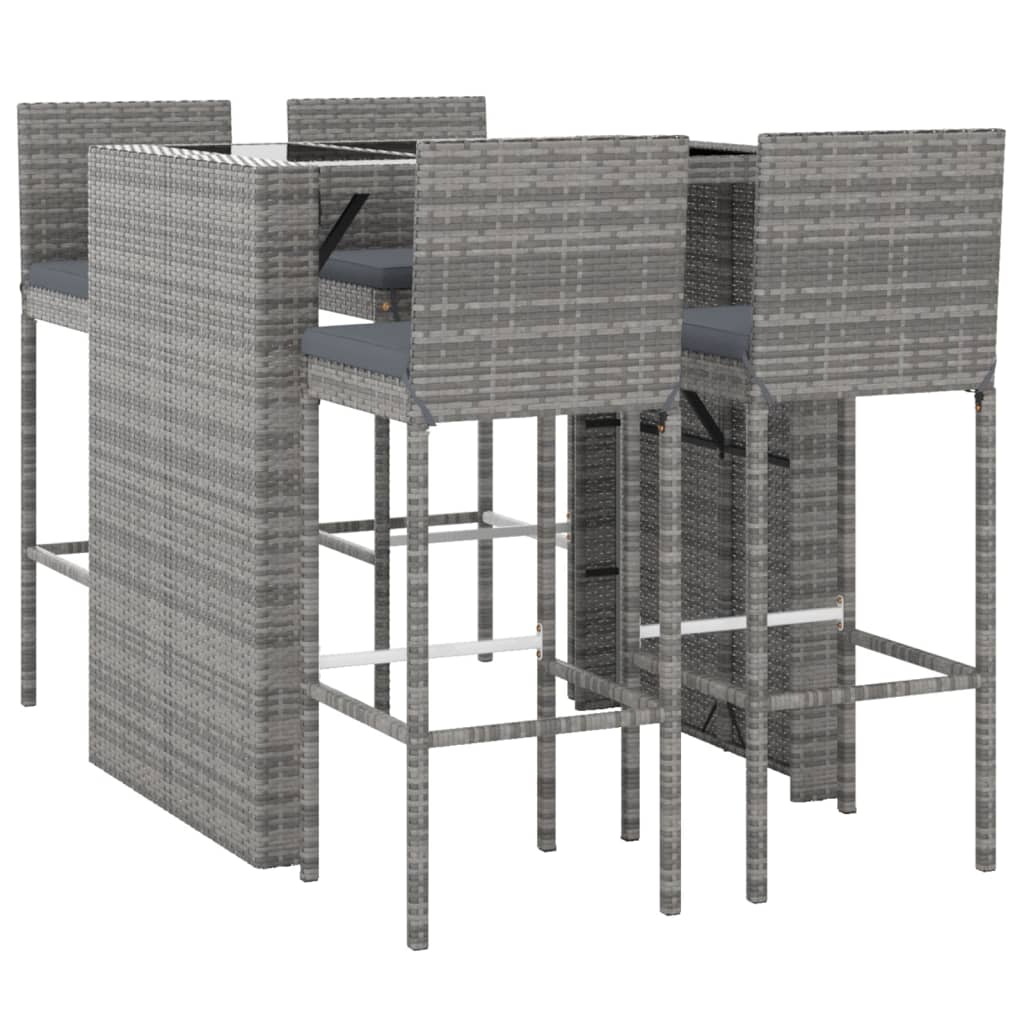 5-Delige Tuinbarset Met Kussens Poly Rattan 4