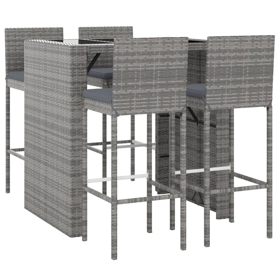 5-Delige Tuinbarset Met Kussens Poly Rattan 4