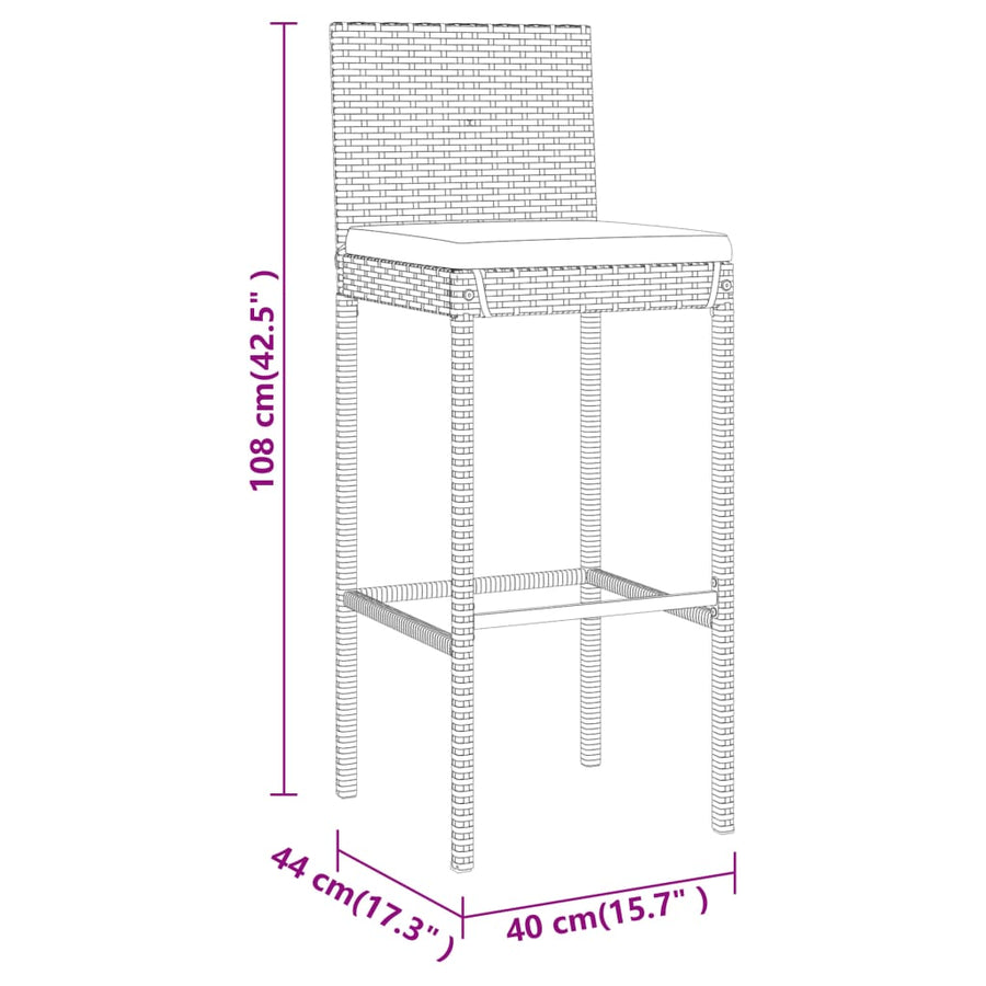 5-Delige Tuinbarset Met Kussens Poly Rattan 4