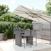 Tuinbarset 5-delig poly rattan grijs met kussens