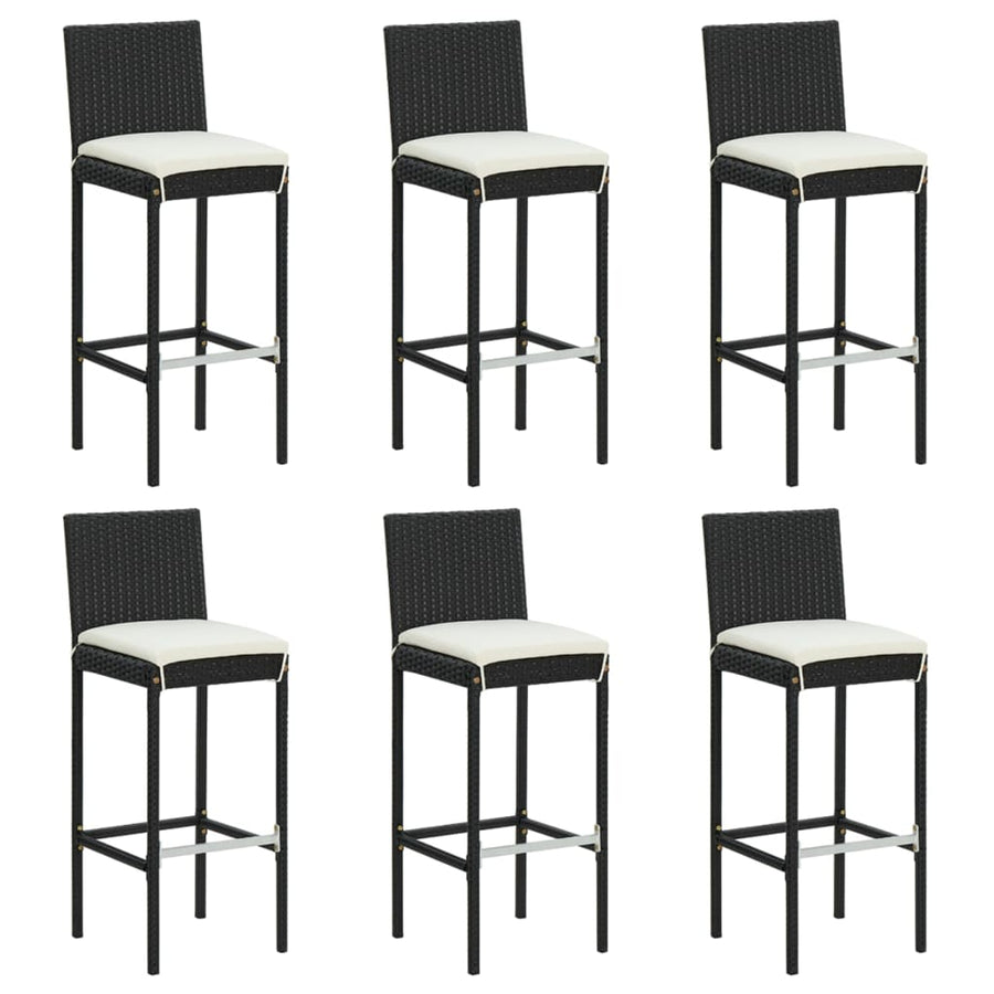 -Delige Tuinbarset Met Kussens Poly Rattan 7 Zwart