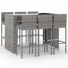 7-delige Tuinbarset met kussens poly rattan grijs