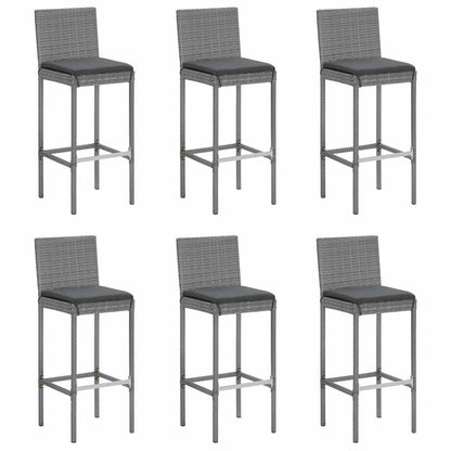 7-delige Tuinbarset met kussens poly rattan grijs