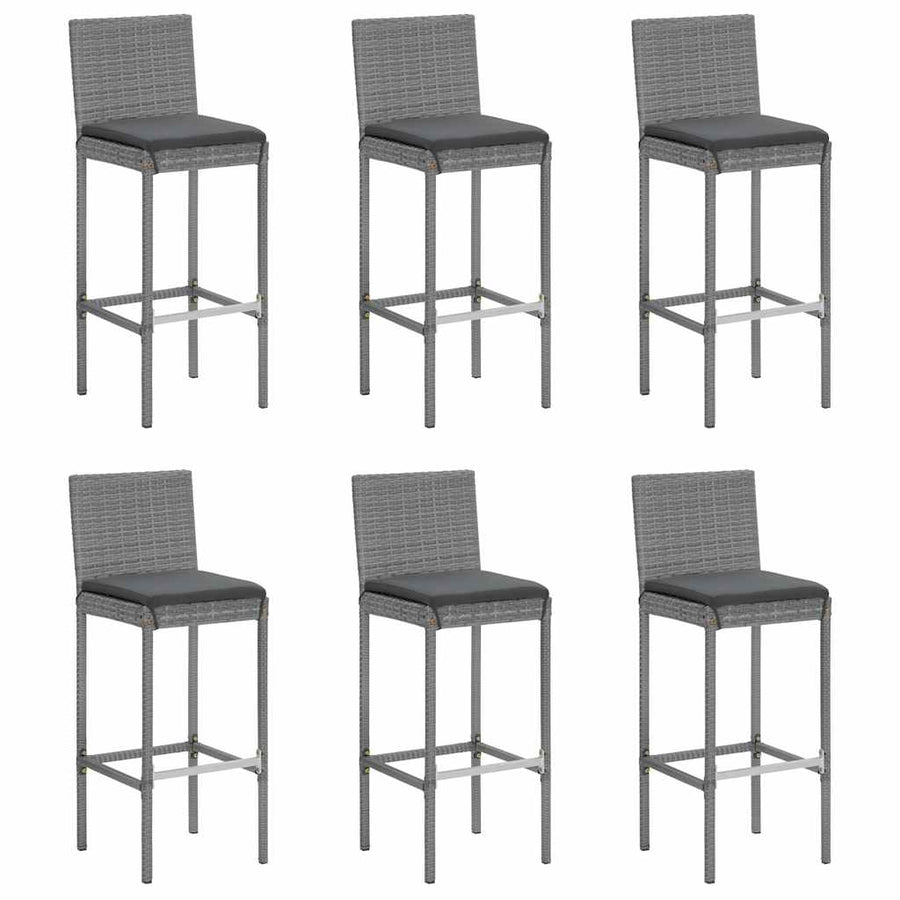 7-delige Tuinbarset met kussens poly rattan grijs