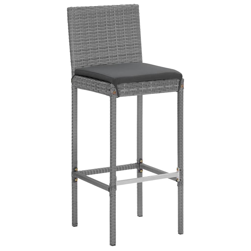 7-delige Tuinbarset met kussens poly rattan grijs