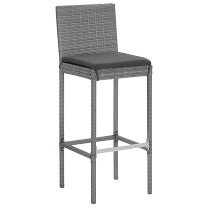 7-delige Tuinbarset met kussens poly rattan grijs