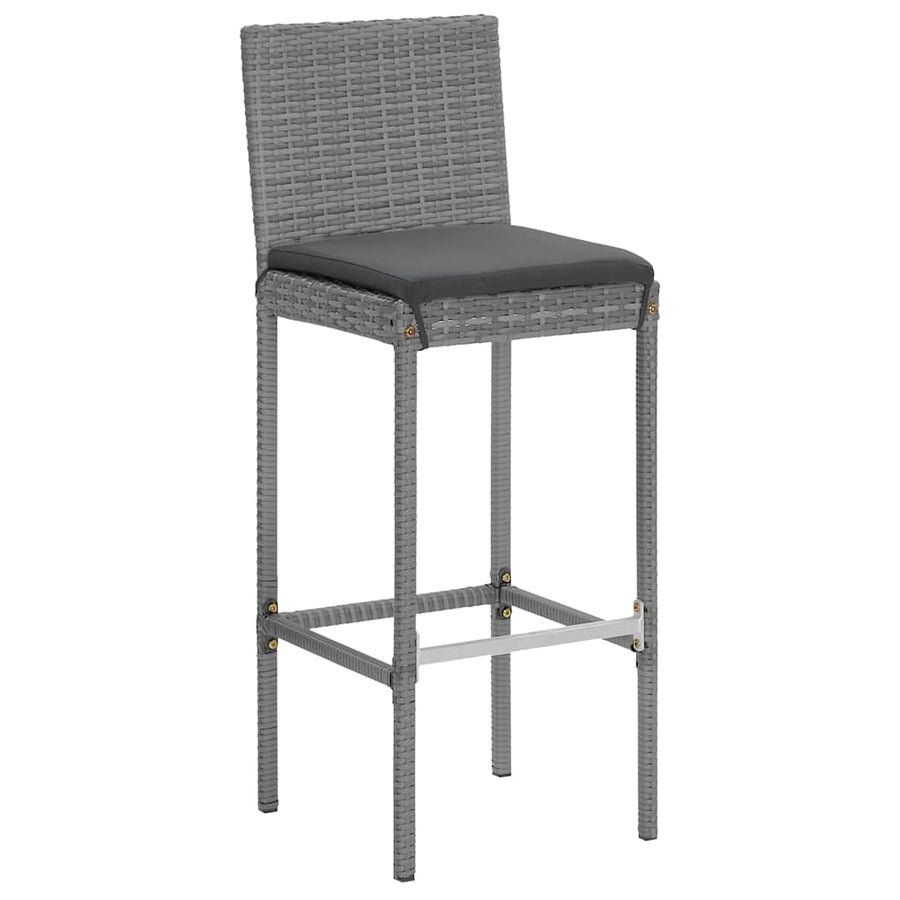 7-delige Tuinbarset met kussens poly rattan grijs