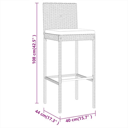 7-delige Tuinbarset met kussens poly rattan grijs