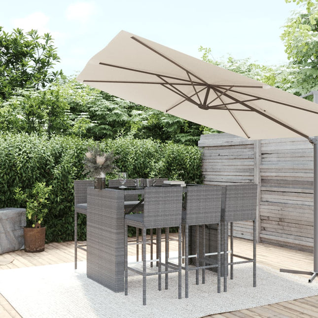 -Delige Tuinbarset Met Kussens Poly Rattan 7 Grijs