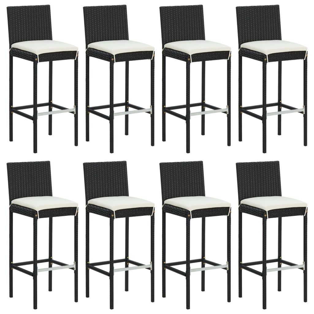 -Delige Tuinbarset Met Kussens Poly Rattan 9 Zwart