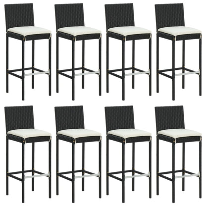 -Delige Tuinbarset Met Kussens Poly Rattan 9 Zwart