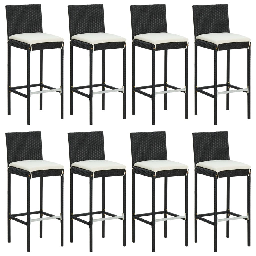 -Delige Tuinbarset Met Kussens Poly Rattan 9 Zwart