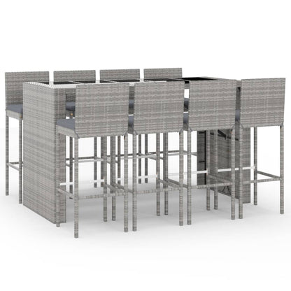 -Delige Tuinbarset Met Kussens Poly Rattan 9 Grijs