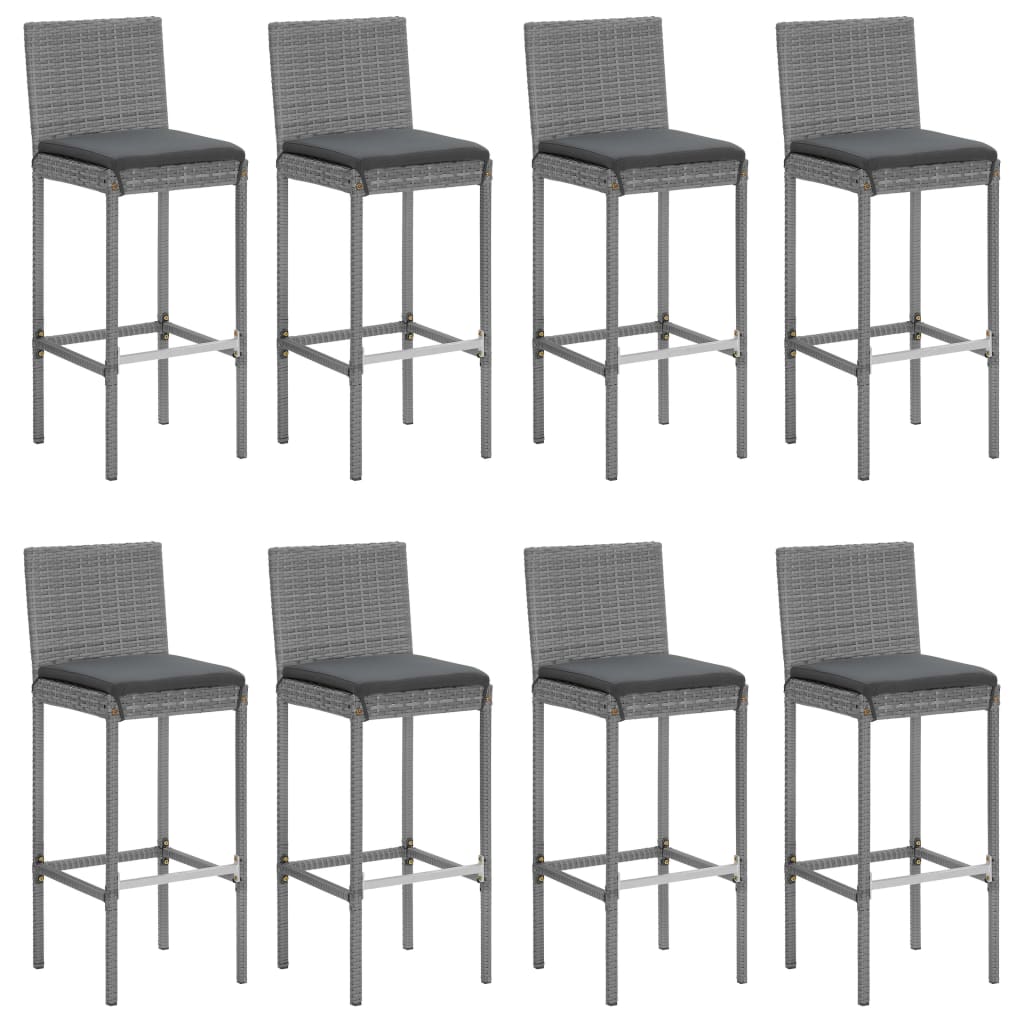 -Delige Tuinbarset Met Kussens Poly Rattan 9 Grijs