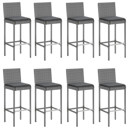 -Delige Tuinbarset Met Kussens Poly Rattan 9 Grijs