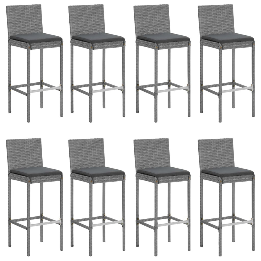 -Delige Tuinbarset Met Kussens Poly Rattan 9 Grijs