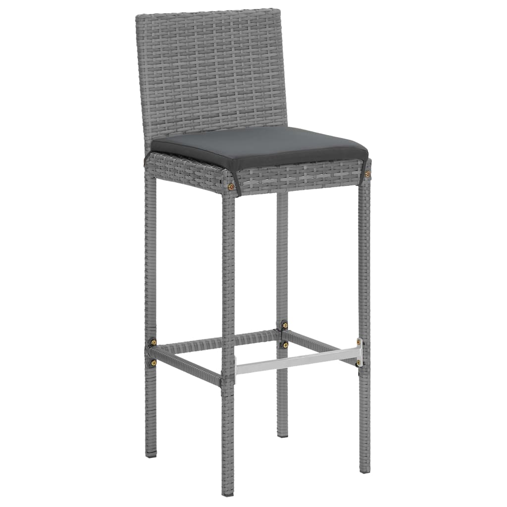 -Delige Tuinbarset Met Kussens Poly Rattan 9 Grijs