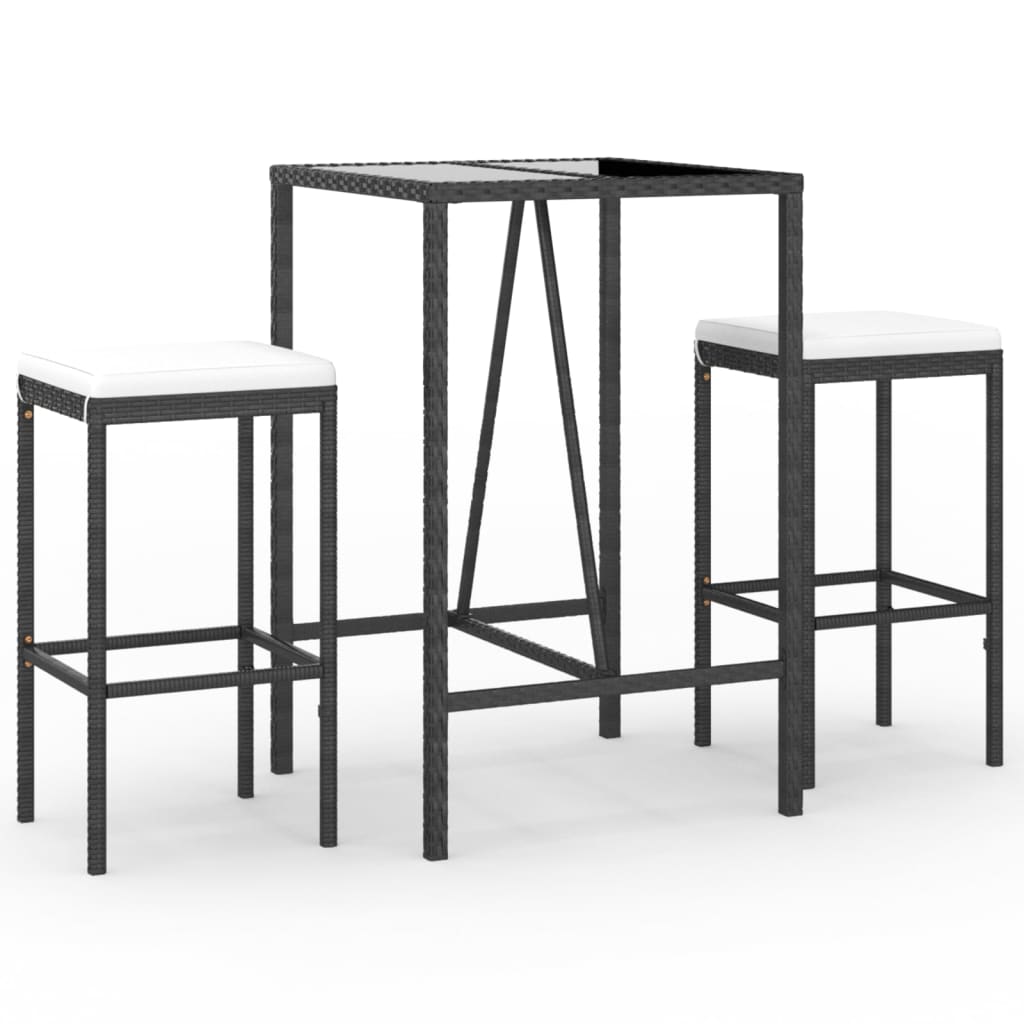 3-Delige Tuinbarset Met Kussens Poly Rattan 2