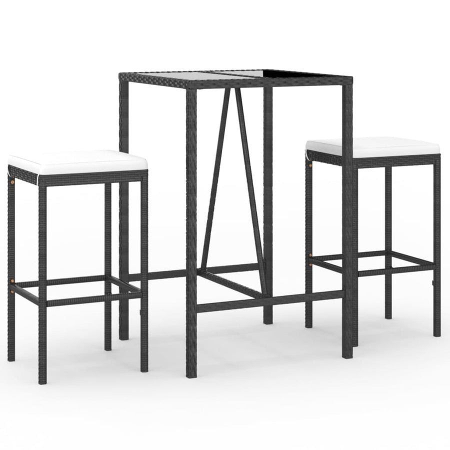 3-Delige Tuinbarset Met Kussens Poly Rattan 2