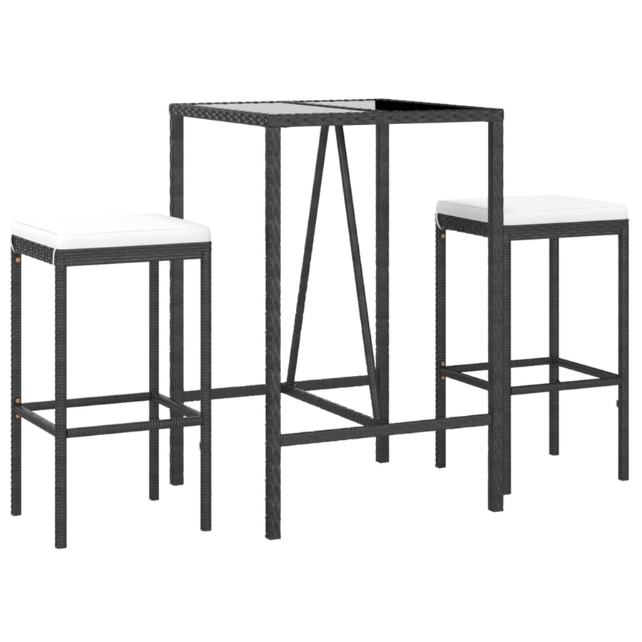 3-Delige Tuinbarset Met Kussens Poly Rattan 2