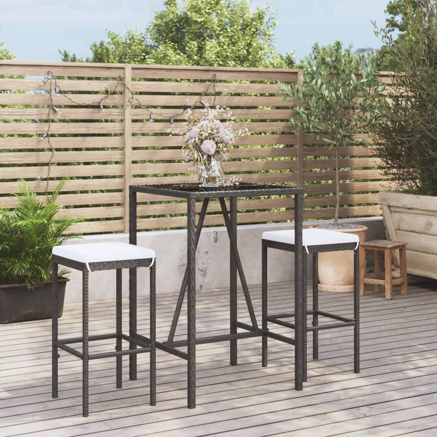 3-Delige Tuinbarset Met Kussens Poly Rattan 2