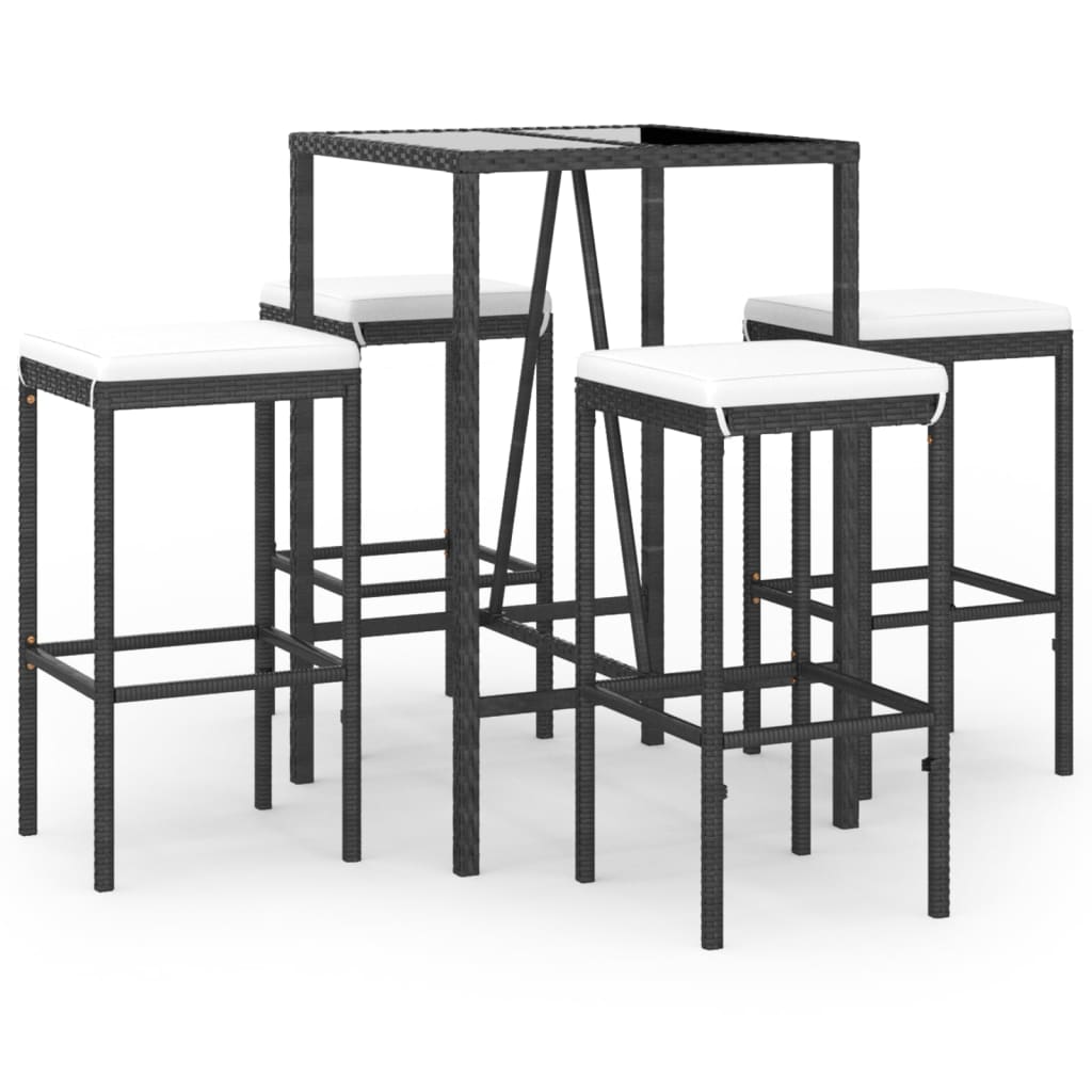 5-Delige Tuinbarset Met Kussens Poly Rattan 4