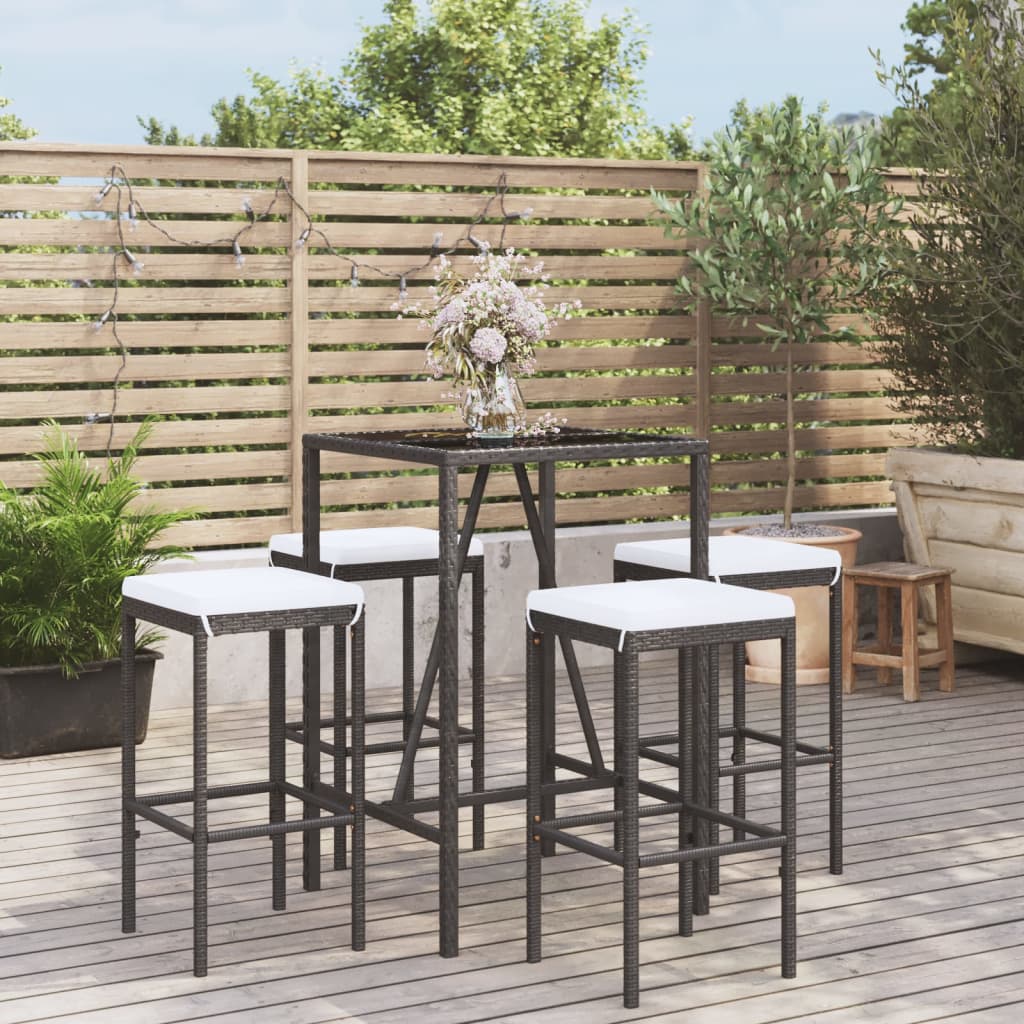 5-Delige Tuinbarset Met Kussens Poly Rattan 4
