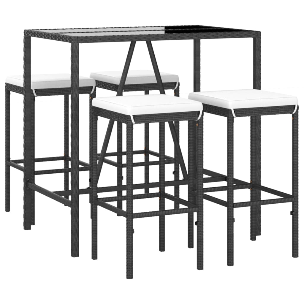 5-Delige Tuinbarset Met Kussens Poly Rattan 4