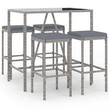 -Delige Tuinbarset Met Kussens Poly Rattan 5 110 cm tafellengte Grijs