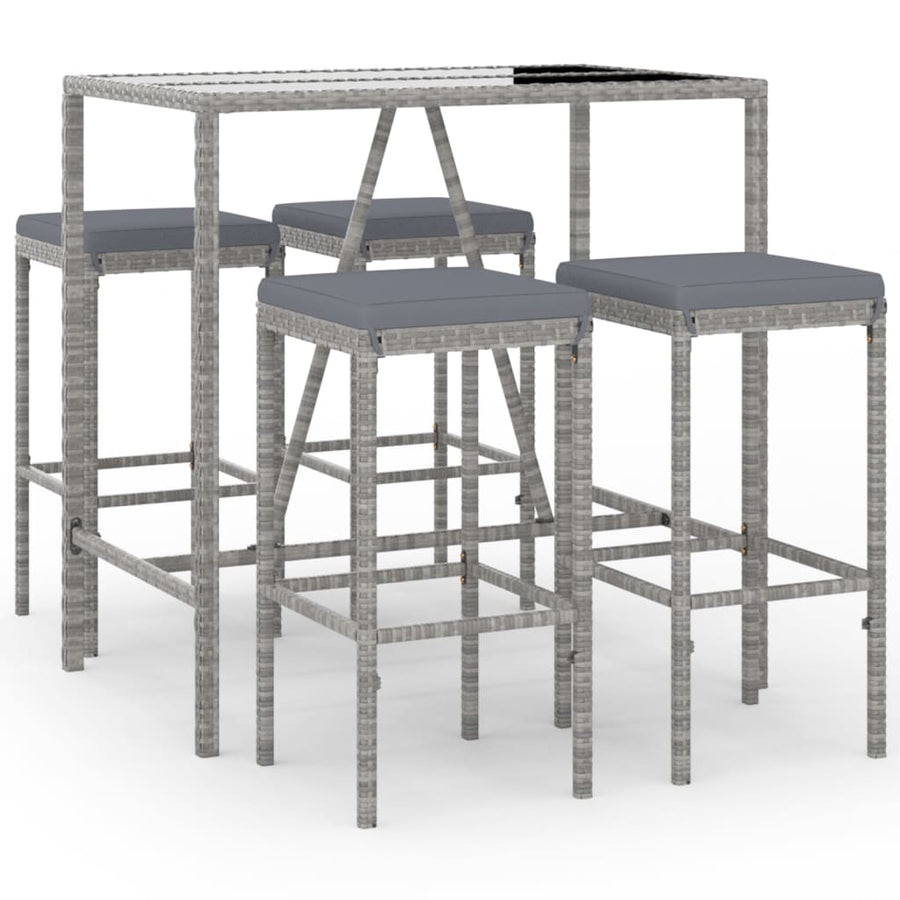 -Delige Tuinbarset Met Kussens Poly Rattan 5 110 cm tafellengte Grijs