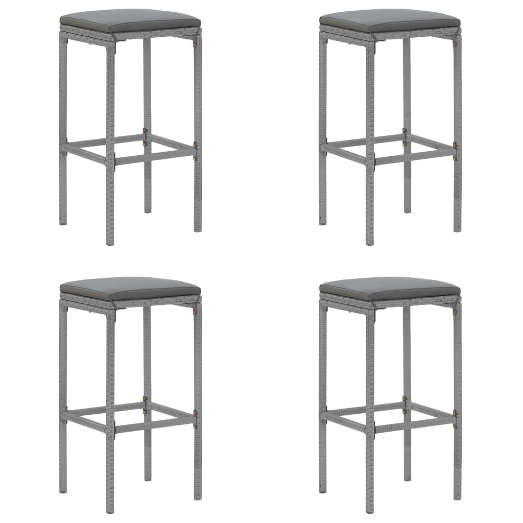 -Delige Tuinbarset Met Kussens Poly Rattan 5 110 cm tafellengte Grijs